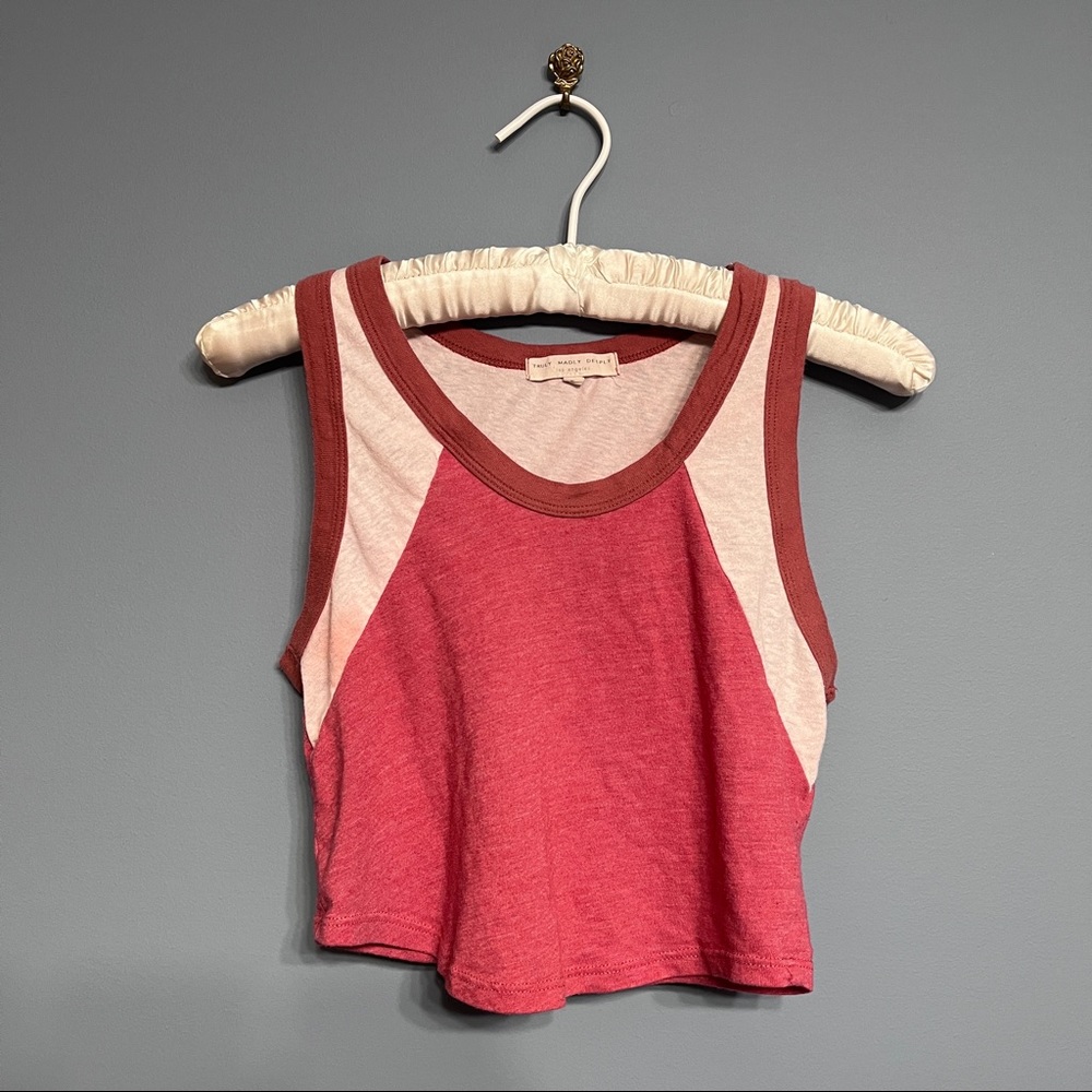 Urban Outfitters Colorblock Red Pink Cropped Tank Top